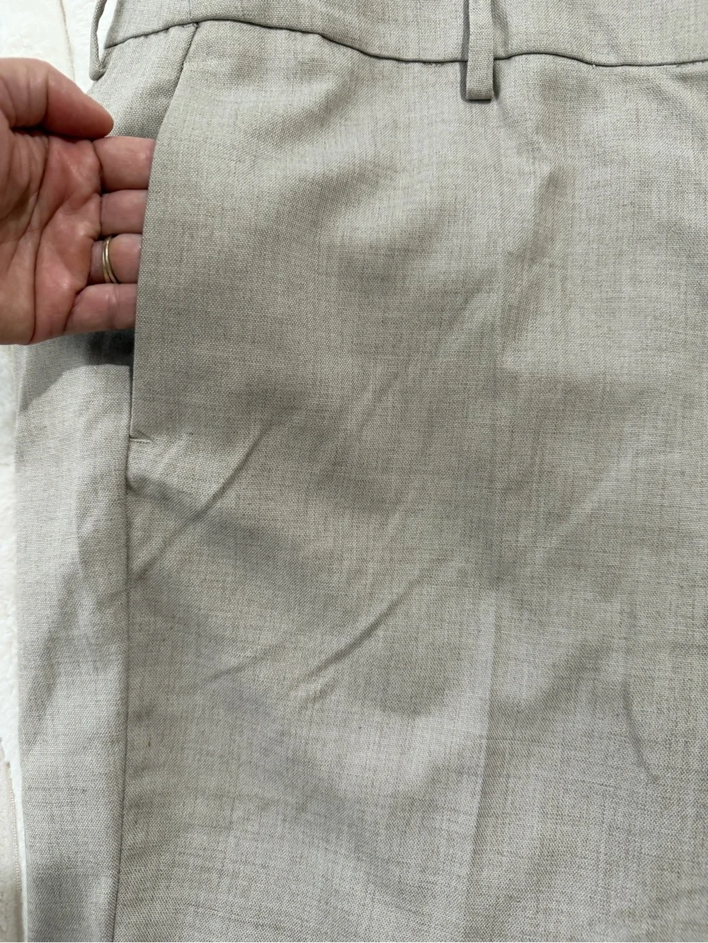 H&M Beige Straight-Leg Dress Pants linen blend NWT